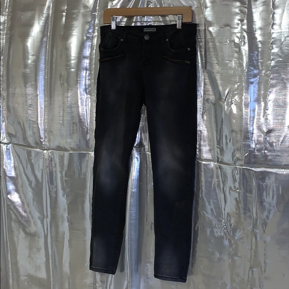 Mid Rise Black Wash with Silver Resemblance Jeans